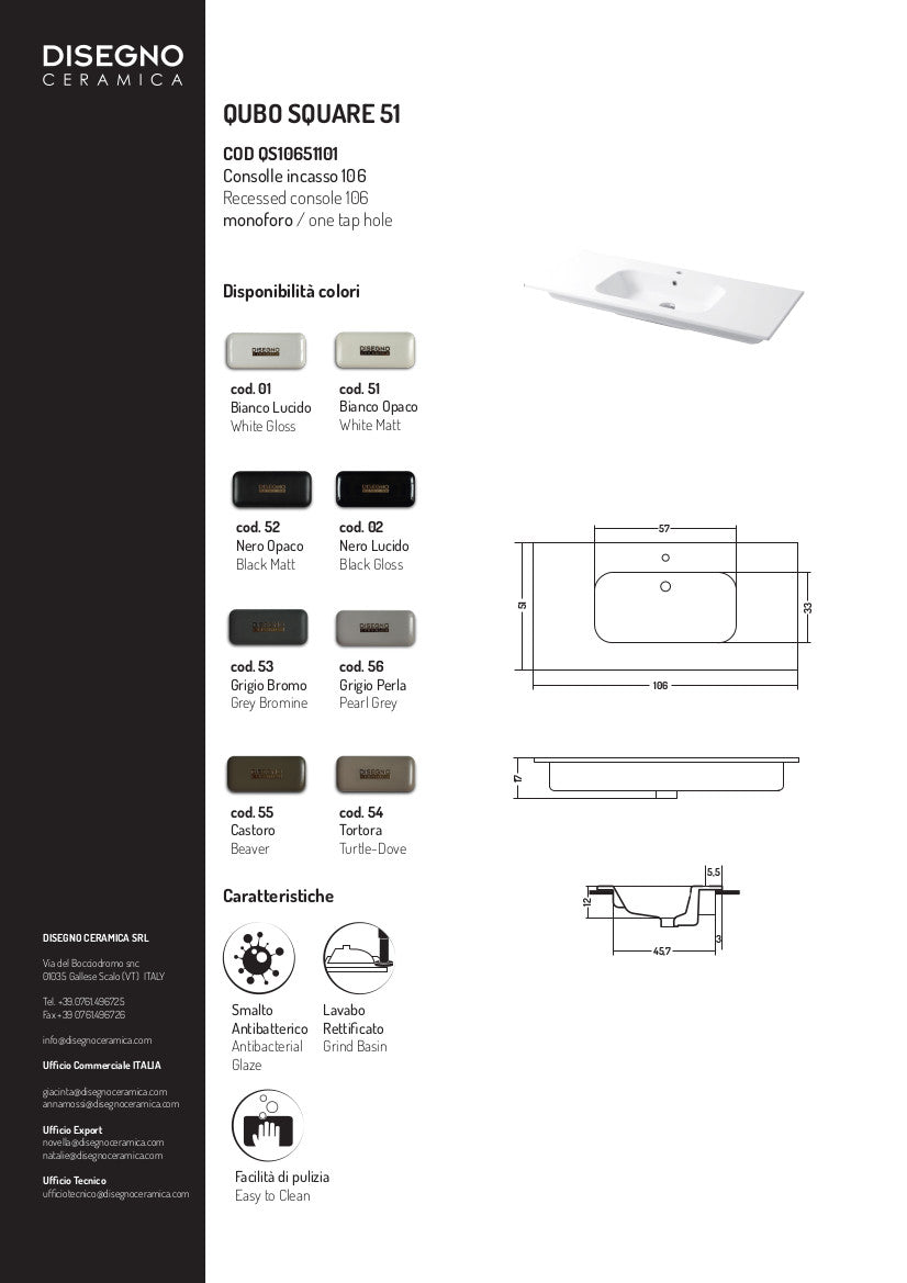 Qubo Square Einbaukonsolentisch 106 cm