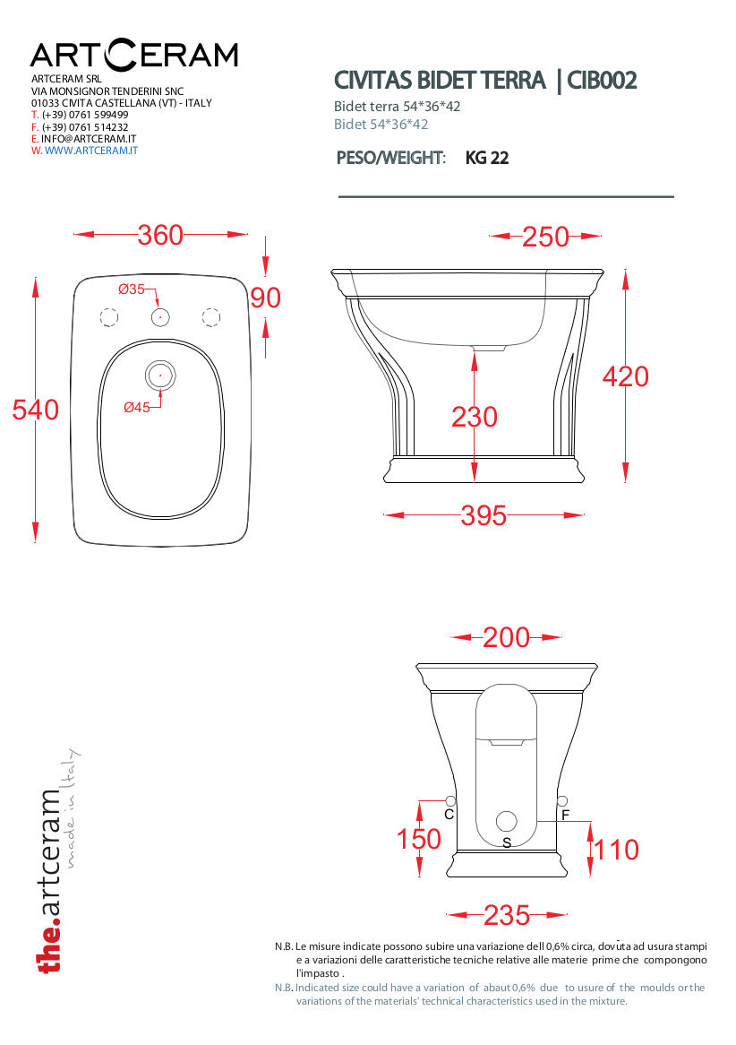 Bidet sur pied Civitas