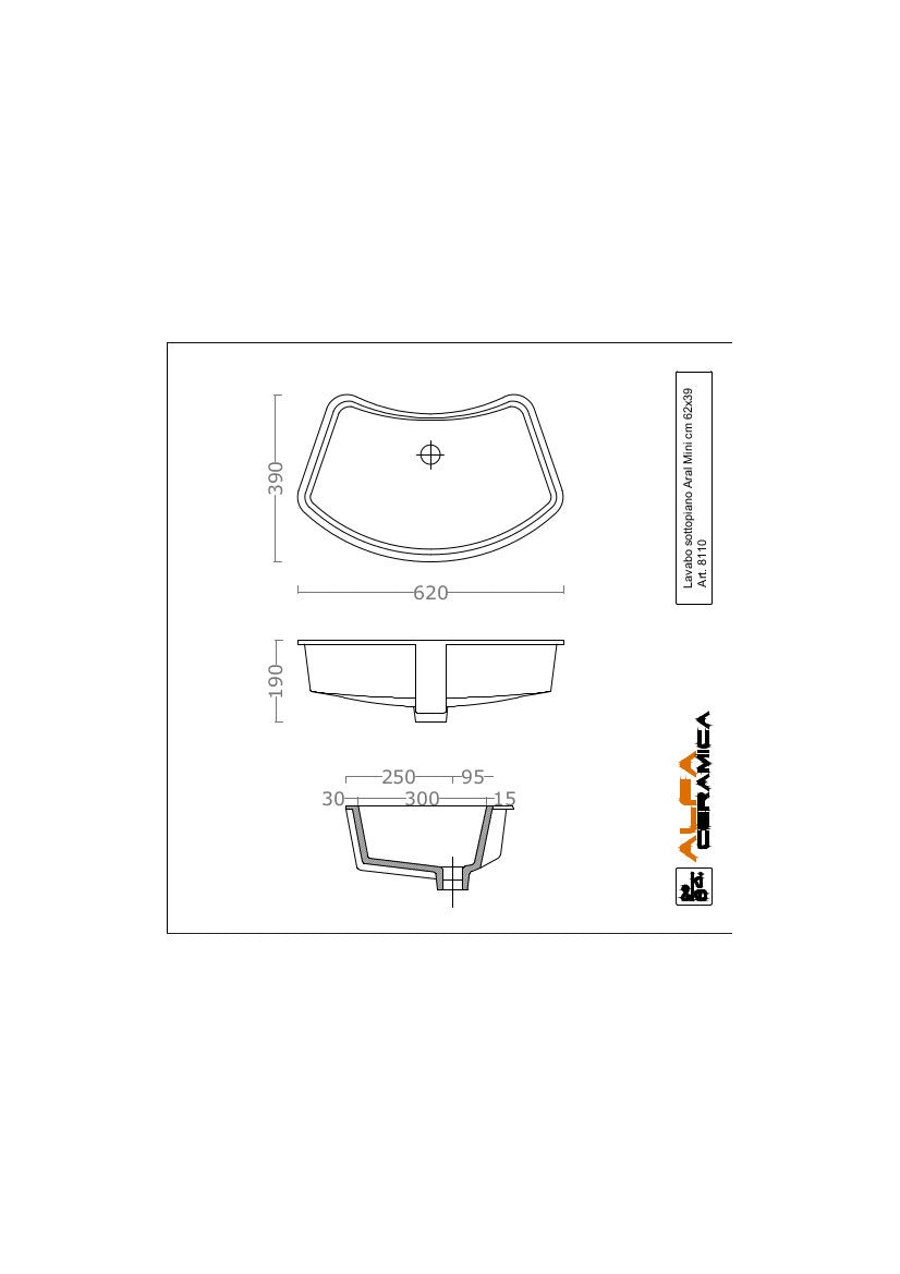 Mini lavabo sous plan Aral 62x39 cm