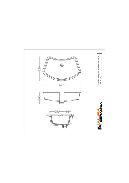 Lavabo Sottopiano cm 62x39 Aral Mini
