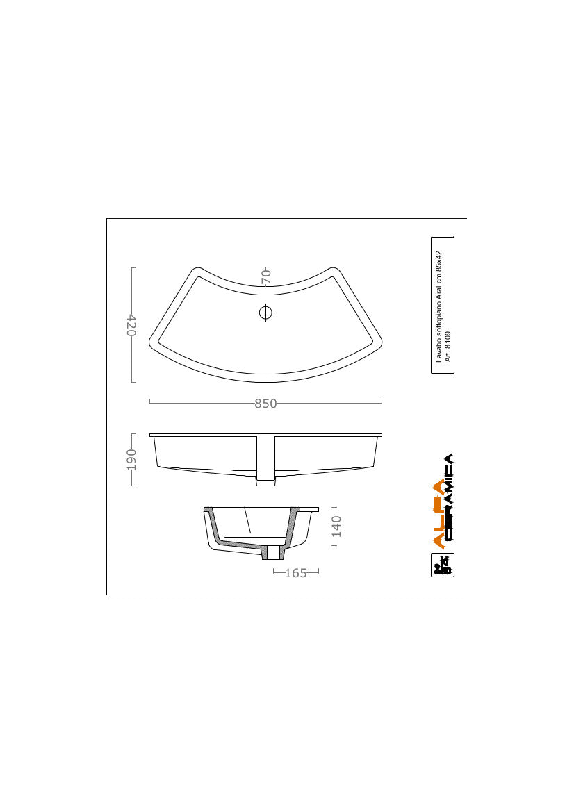 Lavabo sous plan Aral 85x42 cm