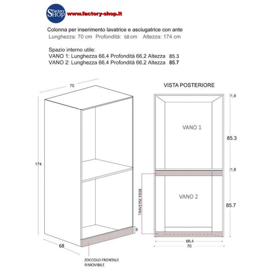 Colonna lavatrice/asciugatrice Unika H174 P60 con Ante