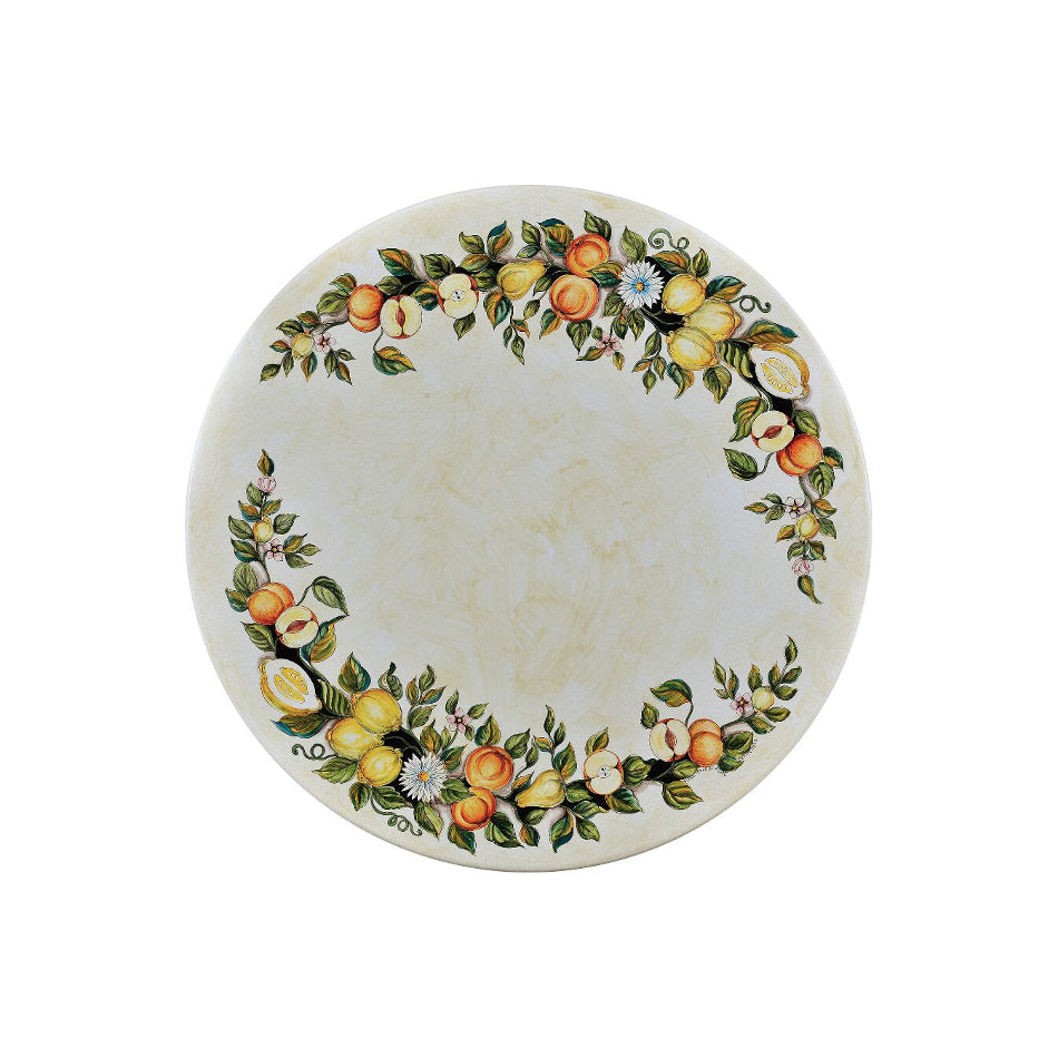 Table ronde en pierre de lave Citrons et Tournesols