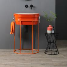 Composizione Lavabo Ovale su Struttura Metallo Tinozza Arancio Energia