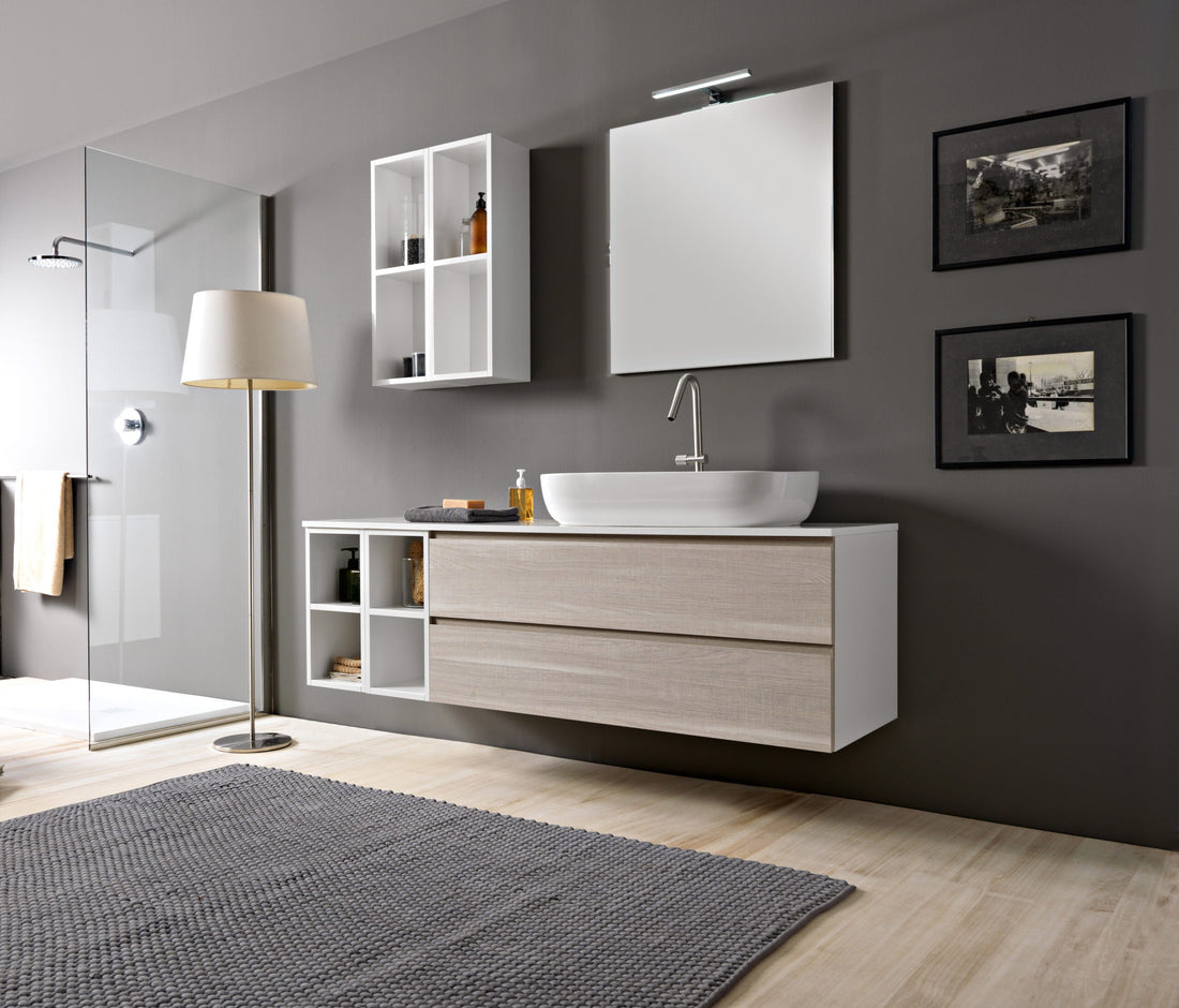 Composizione bagno Phorma 3 con mobile, pensili, specchio e lavabo