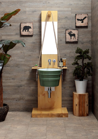 STRUCTURE DE PLANCHER EN BOIS AVEC MIROIR ET BAIGNOIRE