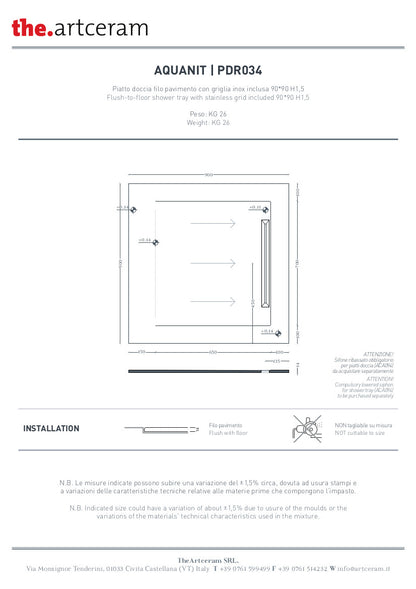 Receveur de douche 80x80 H3 Lapis