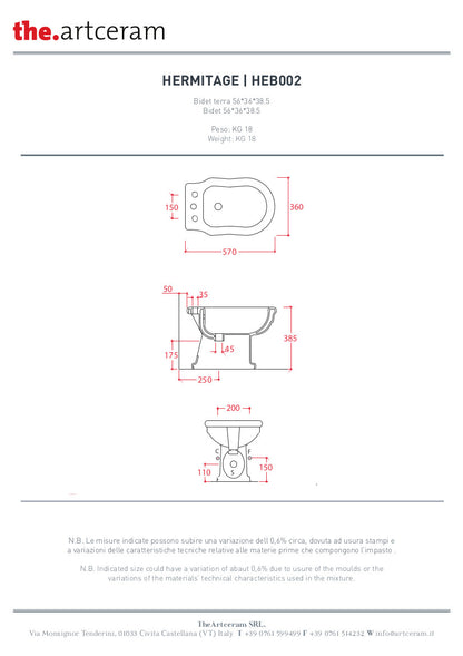 Vaso + Bidet installazione a Terra Hermitage