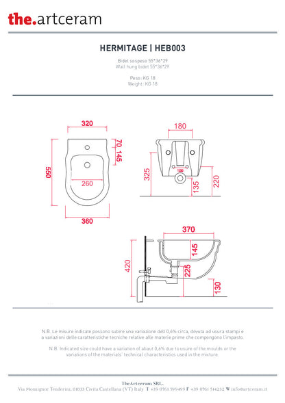Toilettes suspendues Hermitage avec bidet