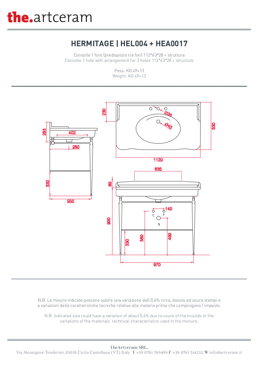 112 Structure du lavabo Hermitage