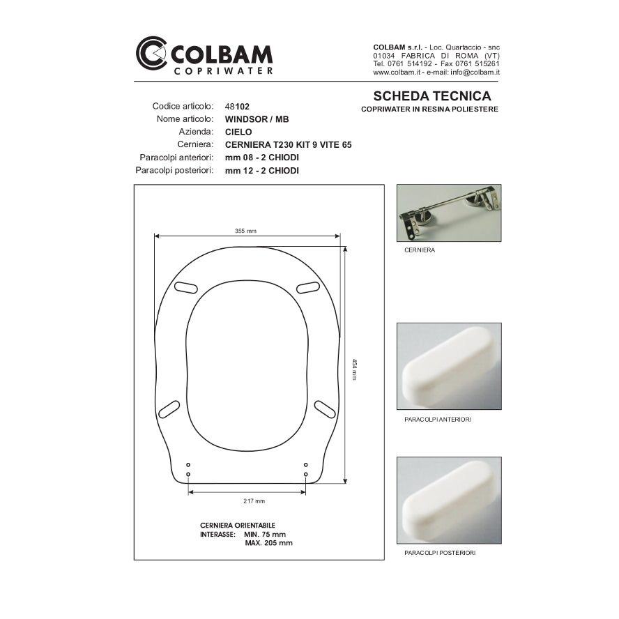 Copriwater Compatibile Royal/Windsor/Windsor Mb