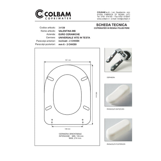 Copriwater Compatibile Valentina Monoblocco