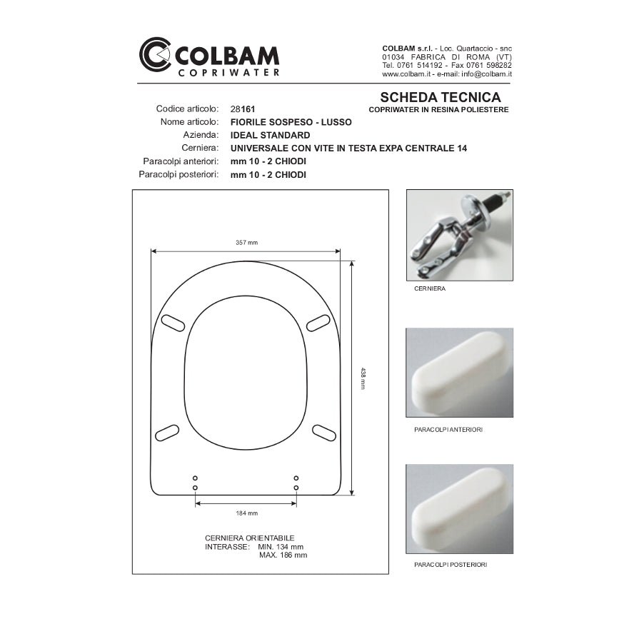Siège de toilette suspendu Fiorile compatible avec les modèles de luxe