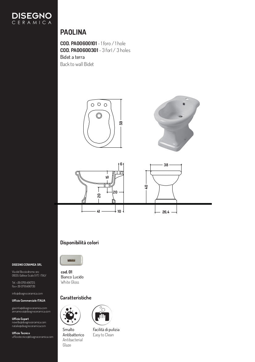 Bidet sur pied Paolina à 3 trous