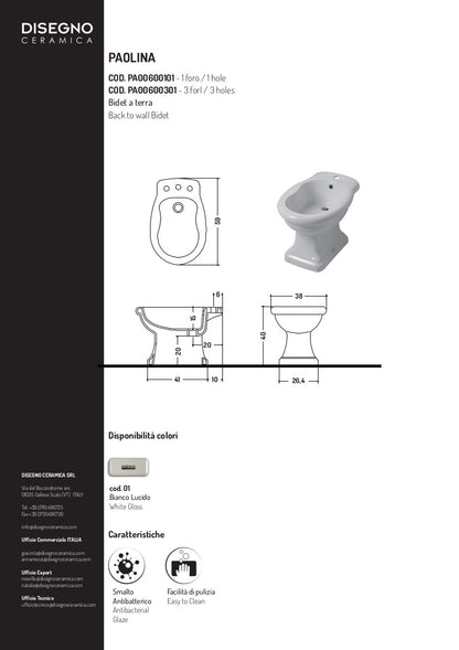 Bidet sur pied Paolina à 3 trous