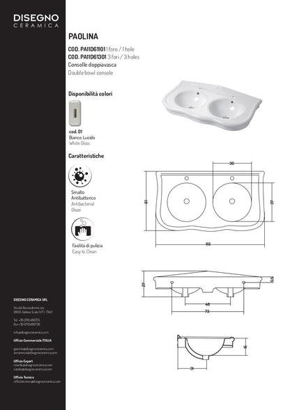 Lavabo Doppiavasca Paolina