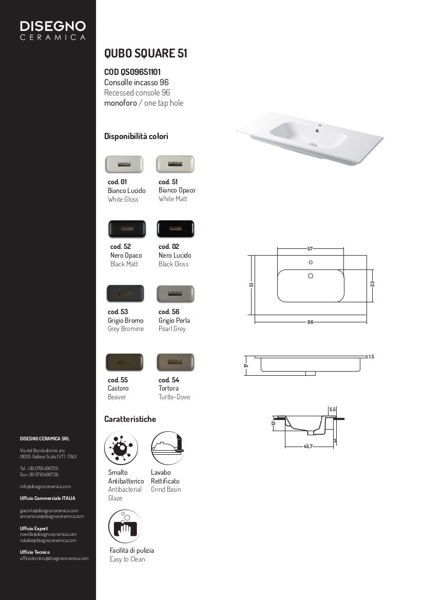 Console intégrée Qubo Square 96 cm