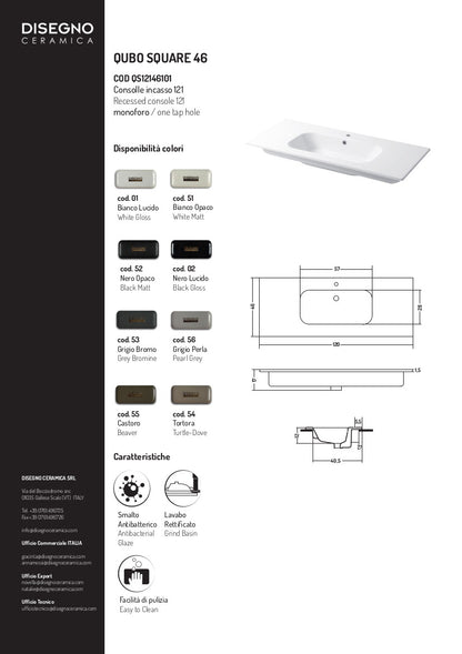 Consolle da incasso cm 121x46 Qubo Square 46