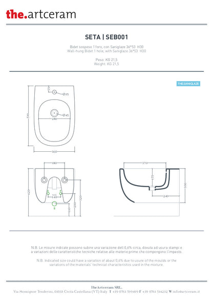 Bidet Sospeso 36x54 Seta