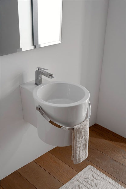 Lavabo mural/à poser de 40 cm avec seau