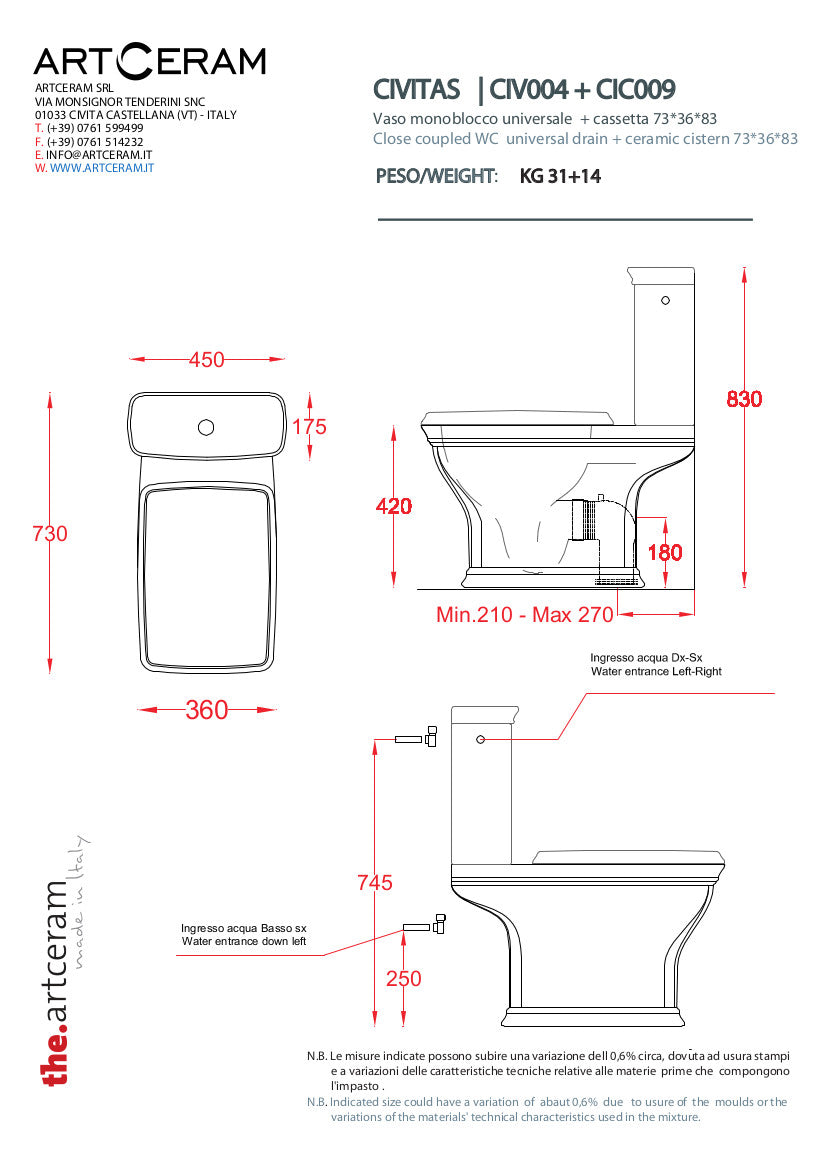 Toilettes monobloc Civitas