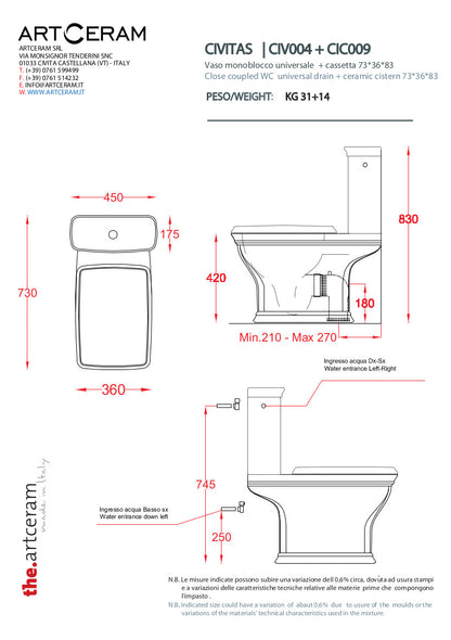 Toilettes monobloc Civitas