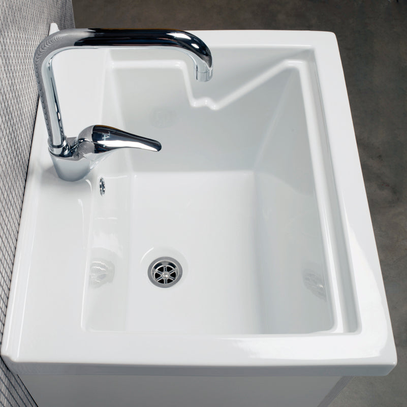 Meuble de buanderie blanc Sirena + carrelage céramique Onda 60x50