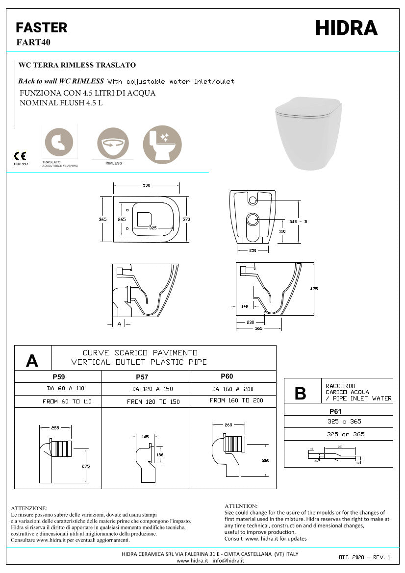 Ensemble de sanitaires sans rebord à fixation murale plus rapide