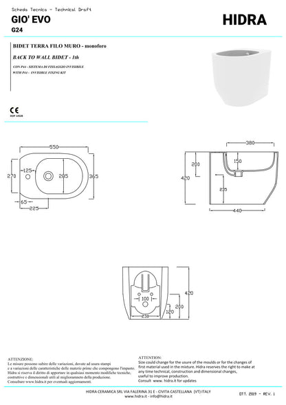 Giò Evolution Bidet sur pied