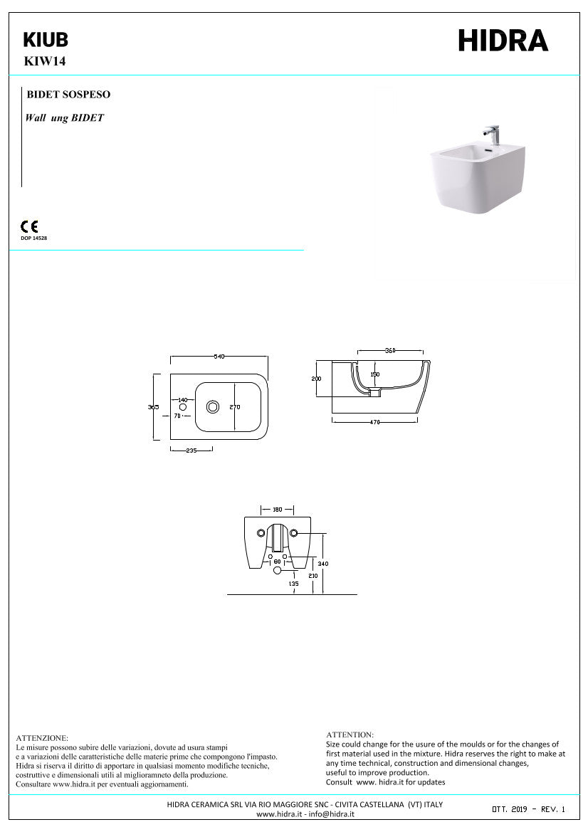 Bidet sospeso Kiub