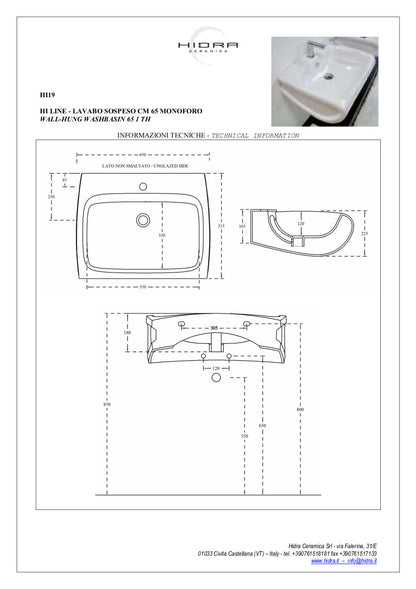 65x55 cm Hi-Line Wandwaschbecken
