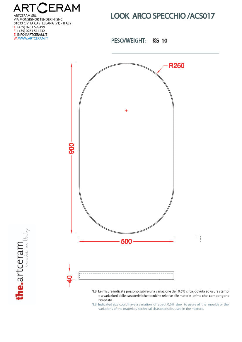 Miroir de salle de bain ovale 50x90 cm avec cadre Look Ring