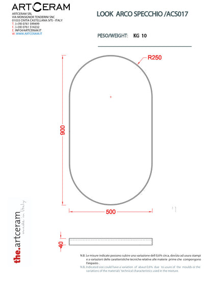 Miroir de salle de bain ovale 50x90 cm avec cadre Look Ring