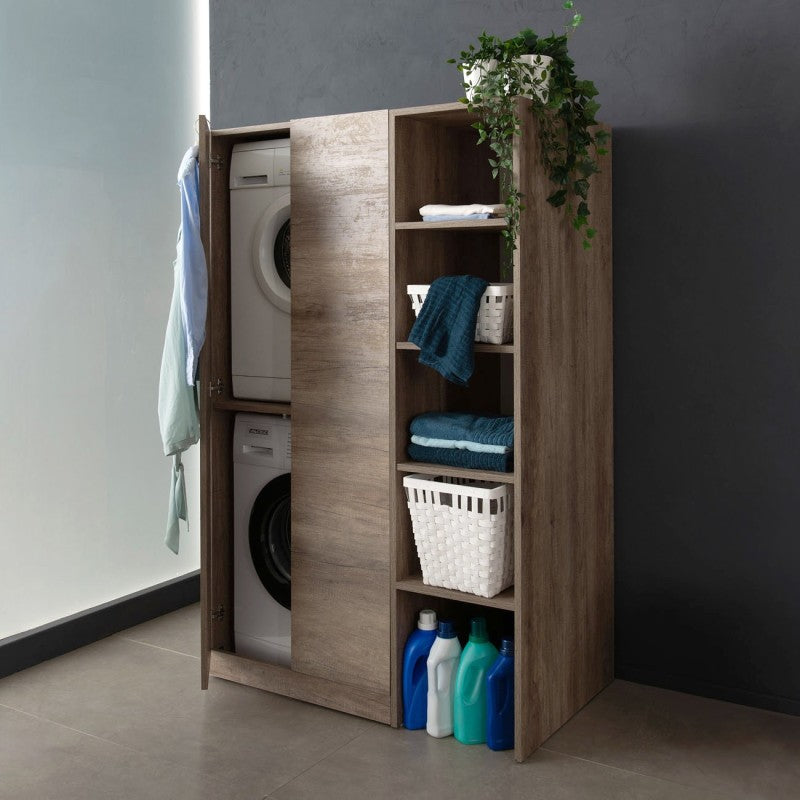 Composizione bagno/lavanderia cm 110 con colonna portalavatrice/asciugatrice